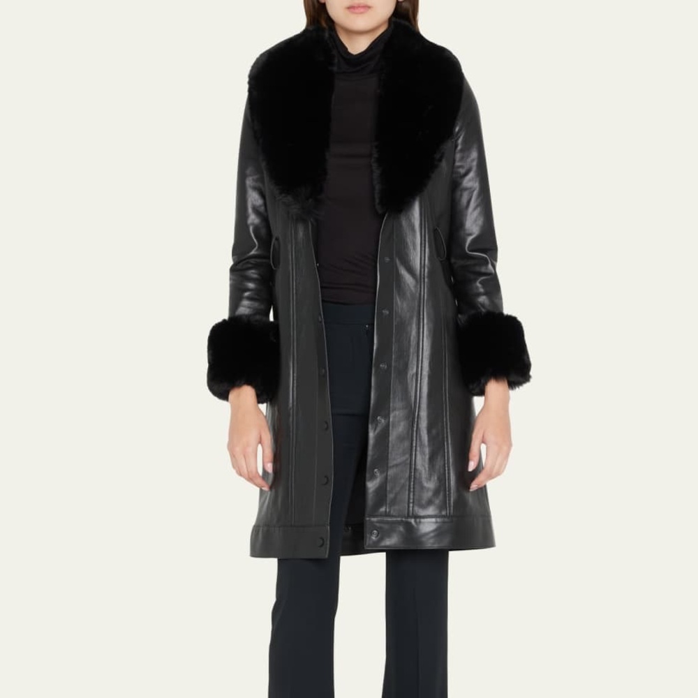 Alice + Olivia | Stari Vegan Leather Faux Fur Coat in Black
revolve clothing - Picture 5 of 6